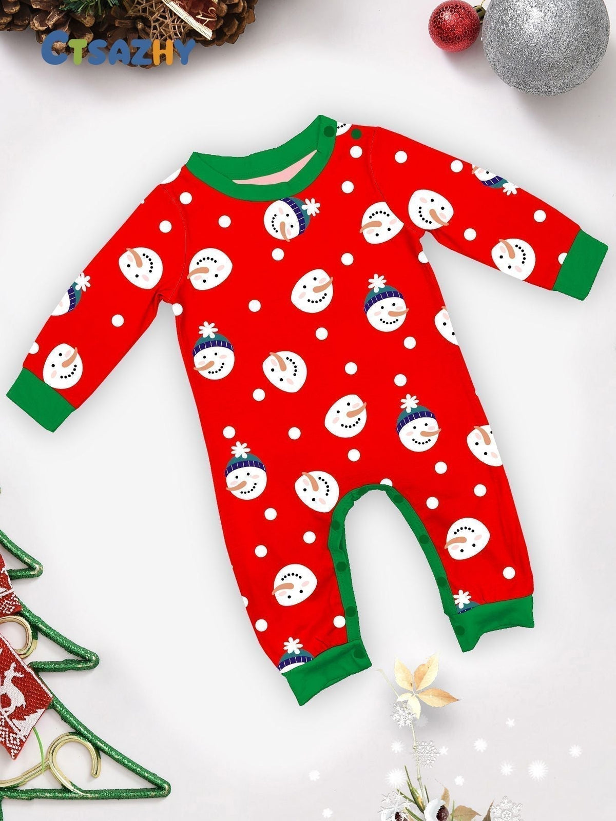 Snowman Print Family Matching Christmas Pajamas - side view