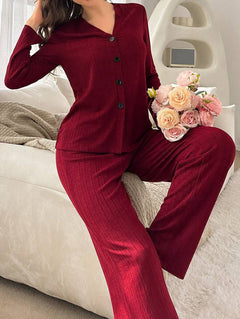 Women's Winter Long-Sleeve Cardigan & Trousers Set - back view
