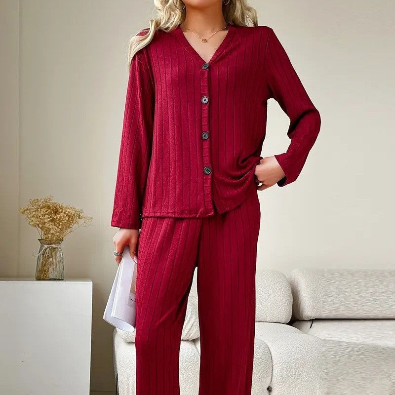 Women's Winter Long-Sleeve Cardigan & Trousers Set - model wearing