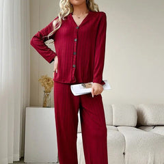 Women's Winter Long-Sleeve Cardigan & Trousers Set - side view