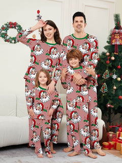 Santa Head Print Christmas Family Pajama Set - front view