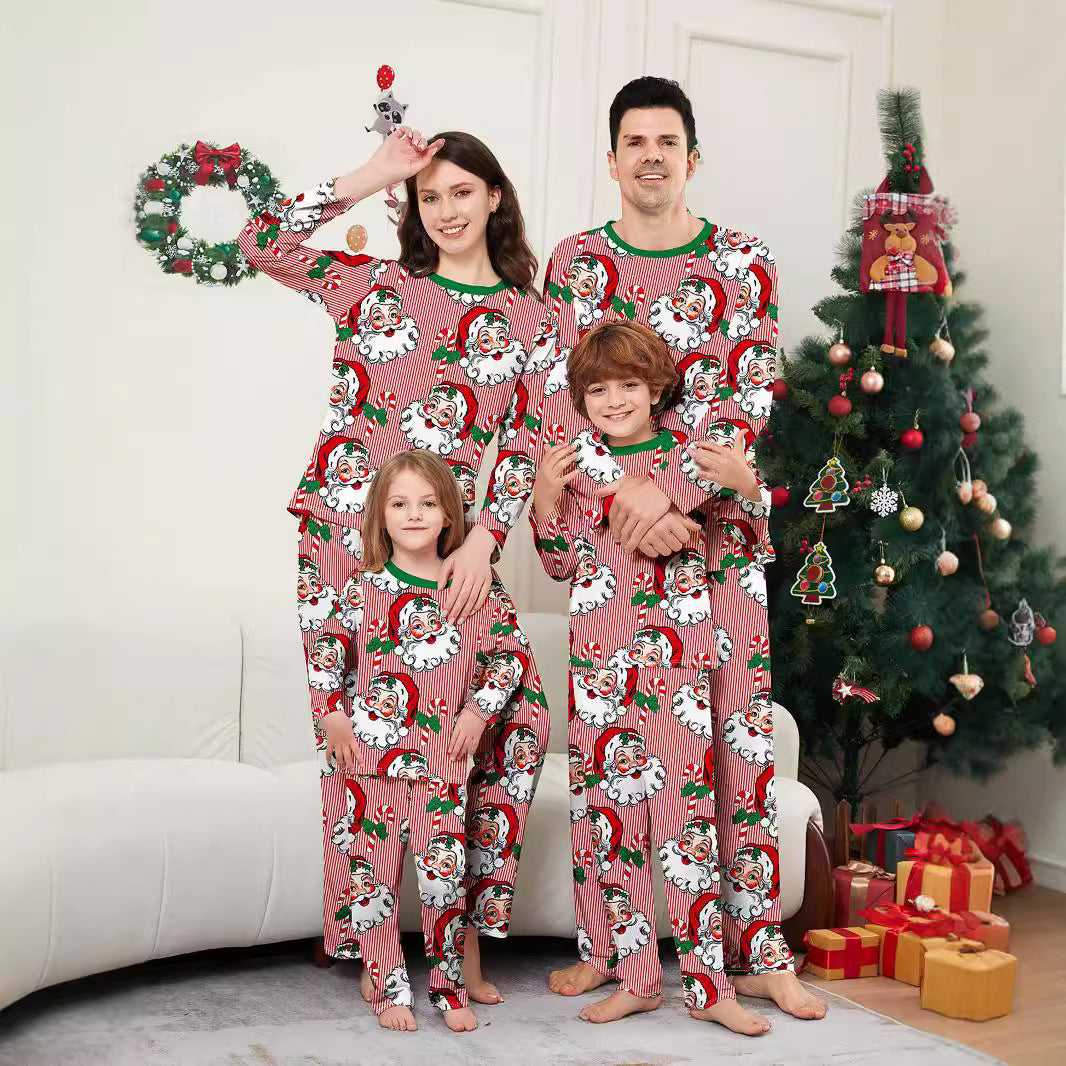 Santa Head Print Christmas Family Pajama Set - back view