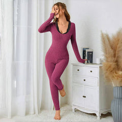 Women's Long-Sleeve Crew Neck Pajama Set - side view