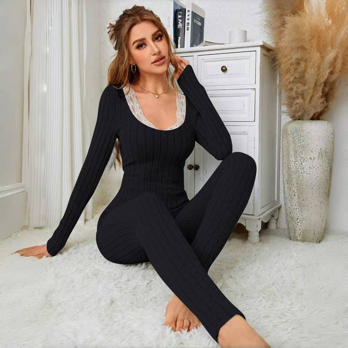 Women's Long-Sleeve Crew Neck Pajama Set - lifestyle shot