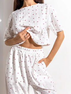 Women's Crop Top Cotton Pajama Set - back view
