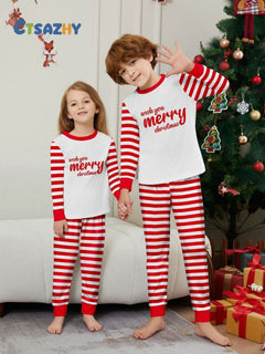 Red and White Striped Family Christmas Pajamas - fabric detail