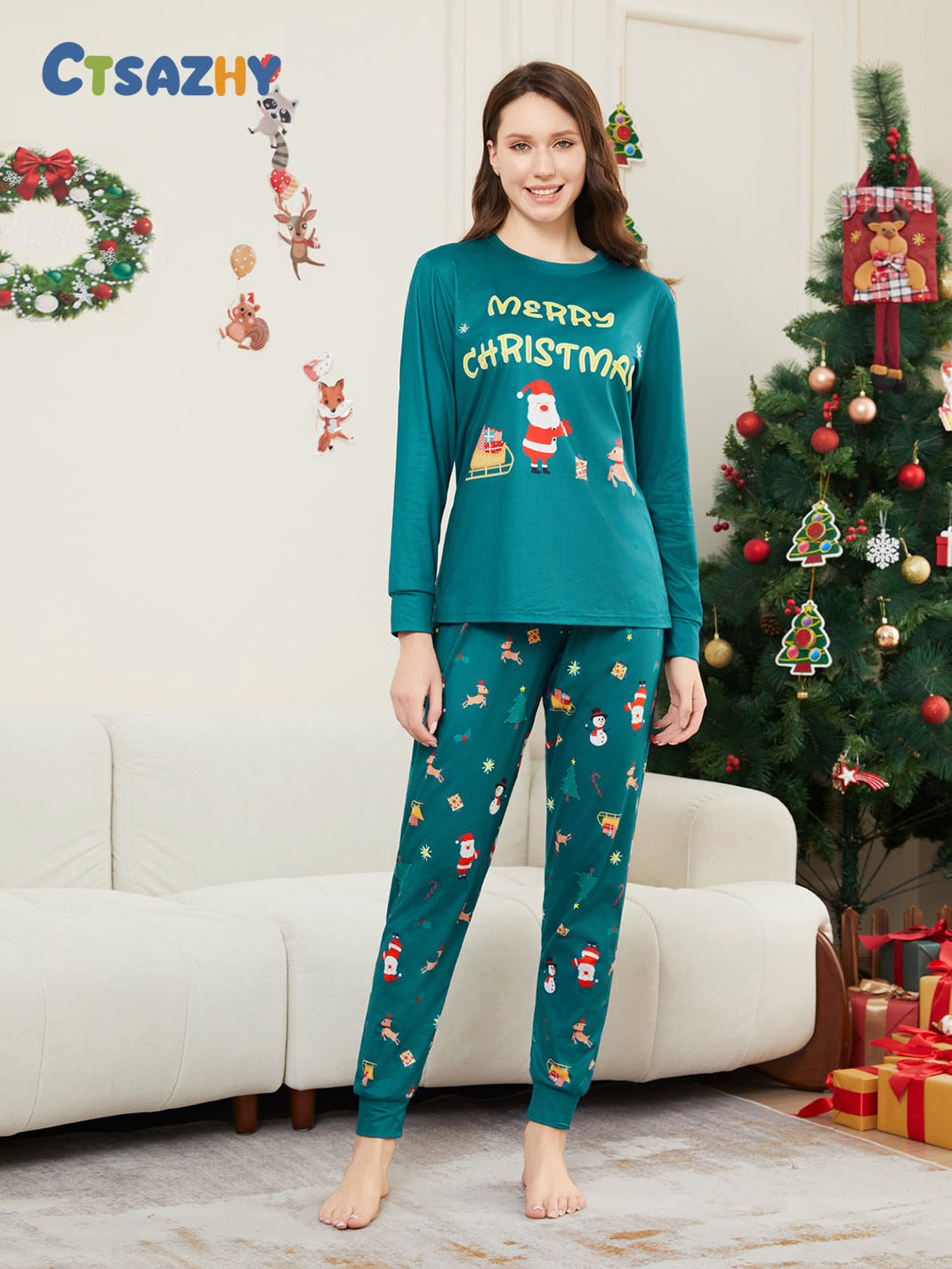Merry Christmas Family Pajama Set - fabric detail