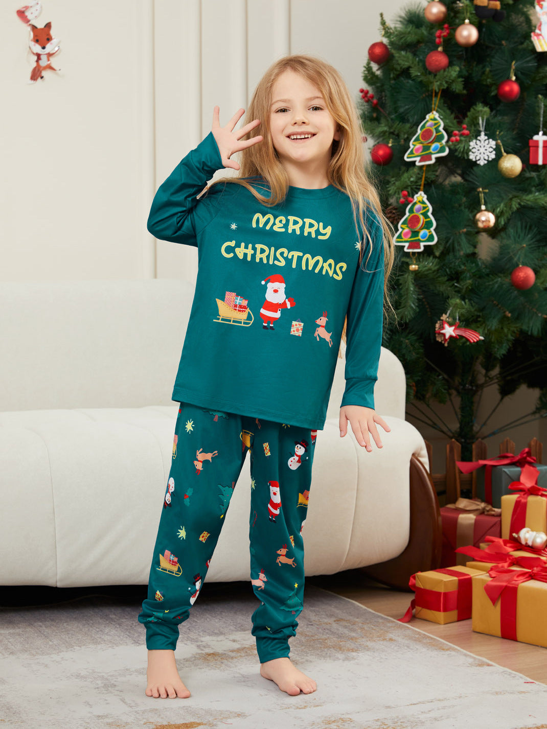 Merry Christmas Family Pajama Set - model wearing