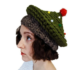 Hand-Crochet Christmas Tree Hat - front view