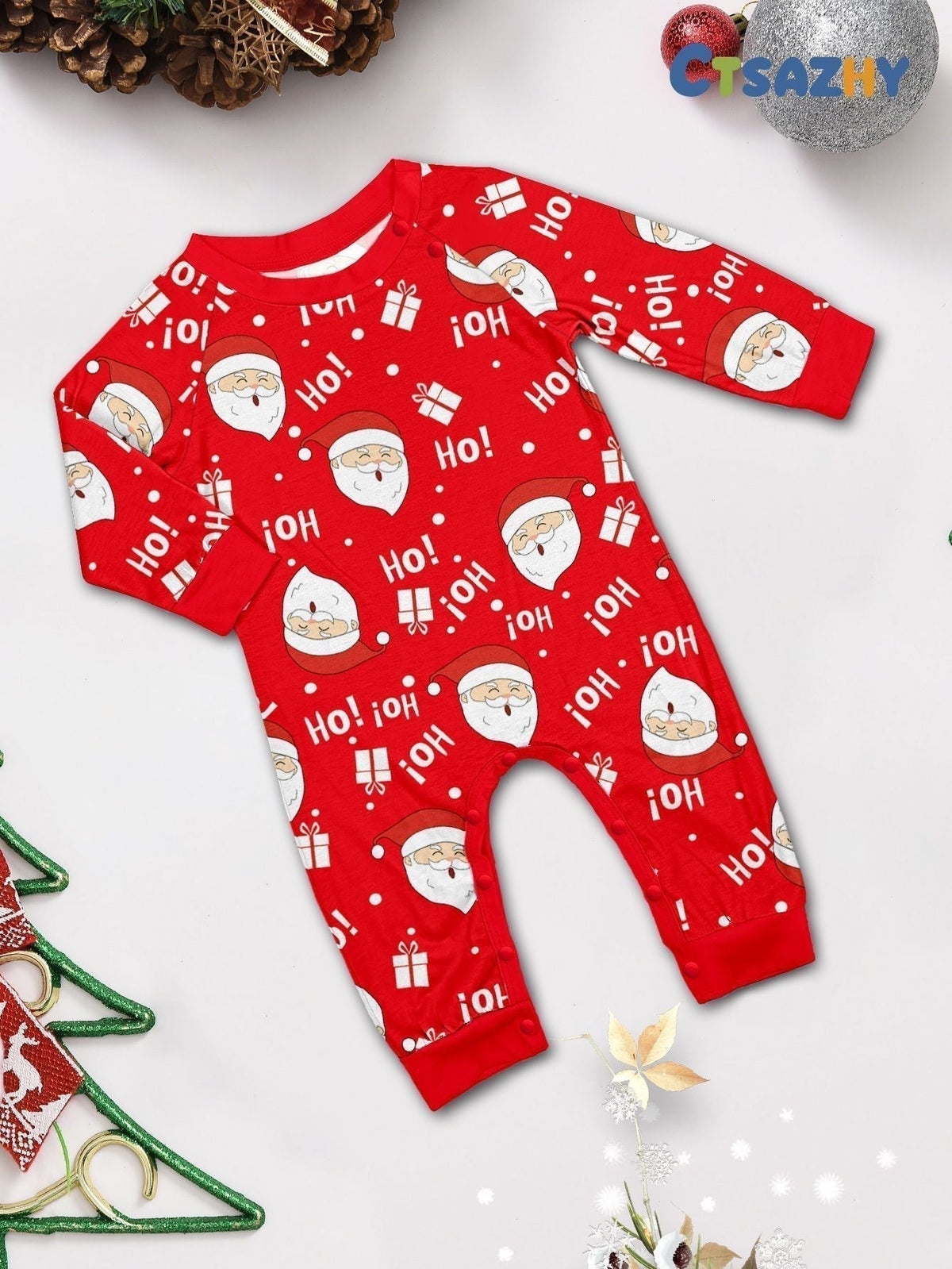 Red & White Santa Family Pajama Set - side view