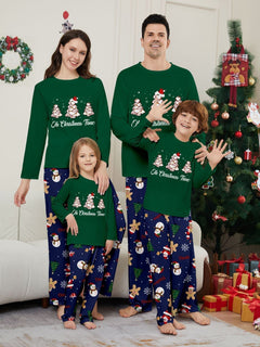 Family Green Christmas Tree Matching Pajama Set - front view