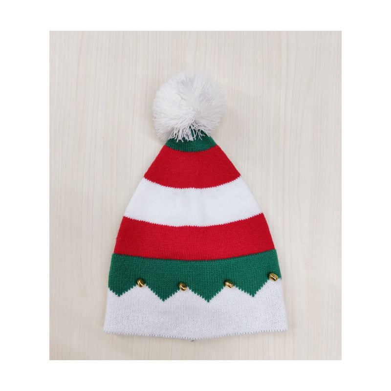 Knitted Christmas Hat with Wool Pom-Pom - side view