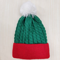 Knitted Christmas Hat with Wool Pom-Pom - back view