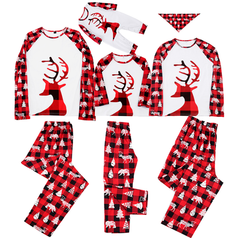 Family Deer Print Matching Pajama Set - front view