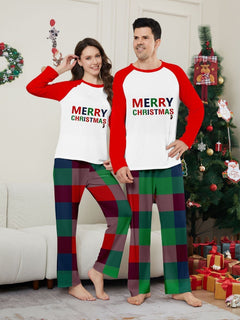 Merry Christmas letter print Matching Family Pajamas Set - back view