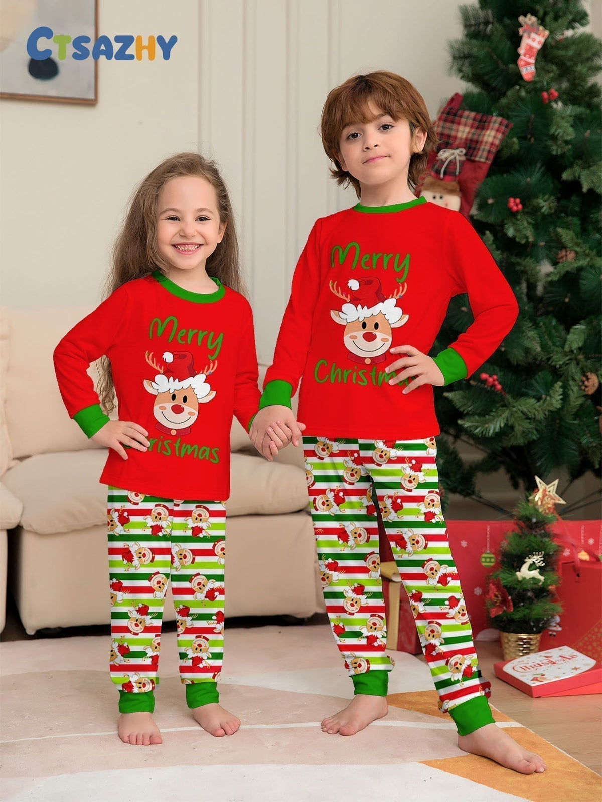 Christmas Reindeer Family Pajama Set - back view