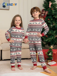 Christmas Elk Print Family Pajama Set - back view