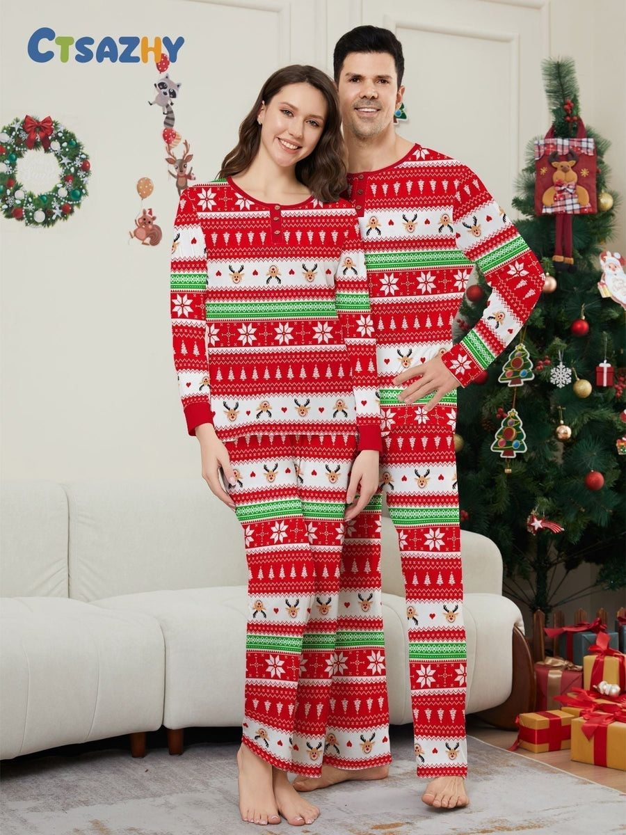 Christmas Deer Head Family Pajama Set