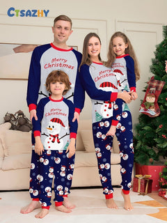 Snowman Family Matching Christmas Pajamas - front view