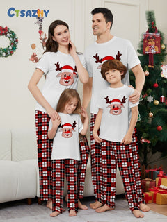 Deer Plaid Family Pajama Set - front view