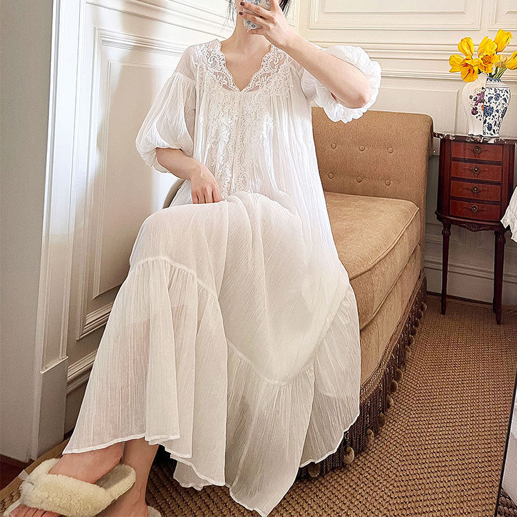 Pink Goddess French Lace Nightdress - back view