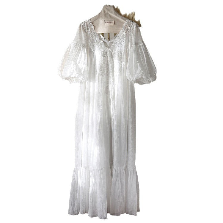 Pink Goddess French Lace Nightdress - side view