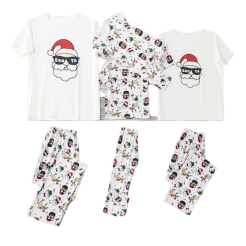 White Santa Family Matching Christmas Pajamas - front view