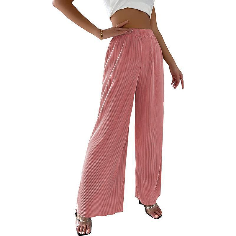 Women's Wide-Leg Pajama Set with Long-Sleeve Top - back view