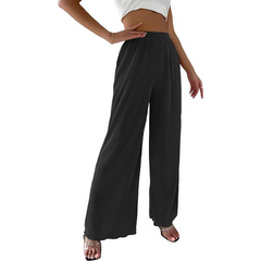 Women's Wide-Leg Pajama Set with Long-Sleeve Top - model wearing