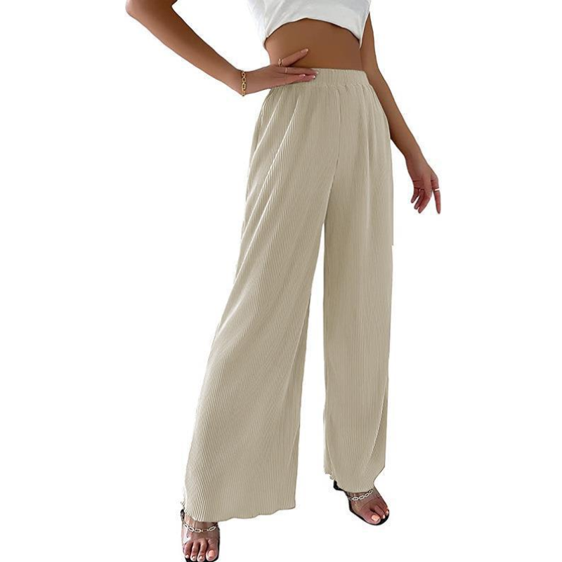 Women's Wide-Leg Pajama Set with Long-Sleeve Top - front view